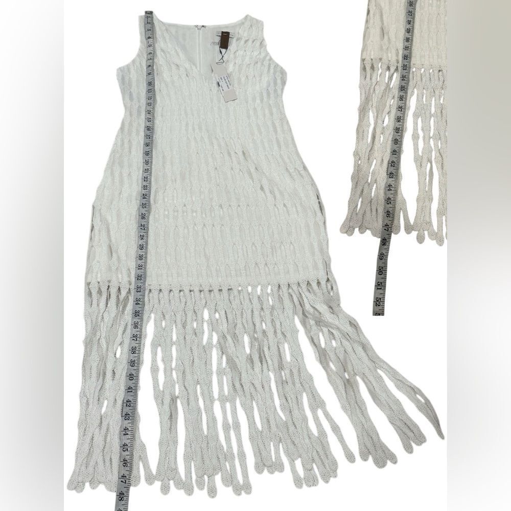 NWT Monique Lhuillier Embroidered Fringe Midi Cocktail Dress - Picture 16 of 16